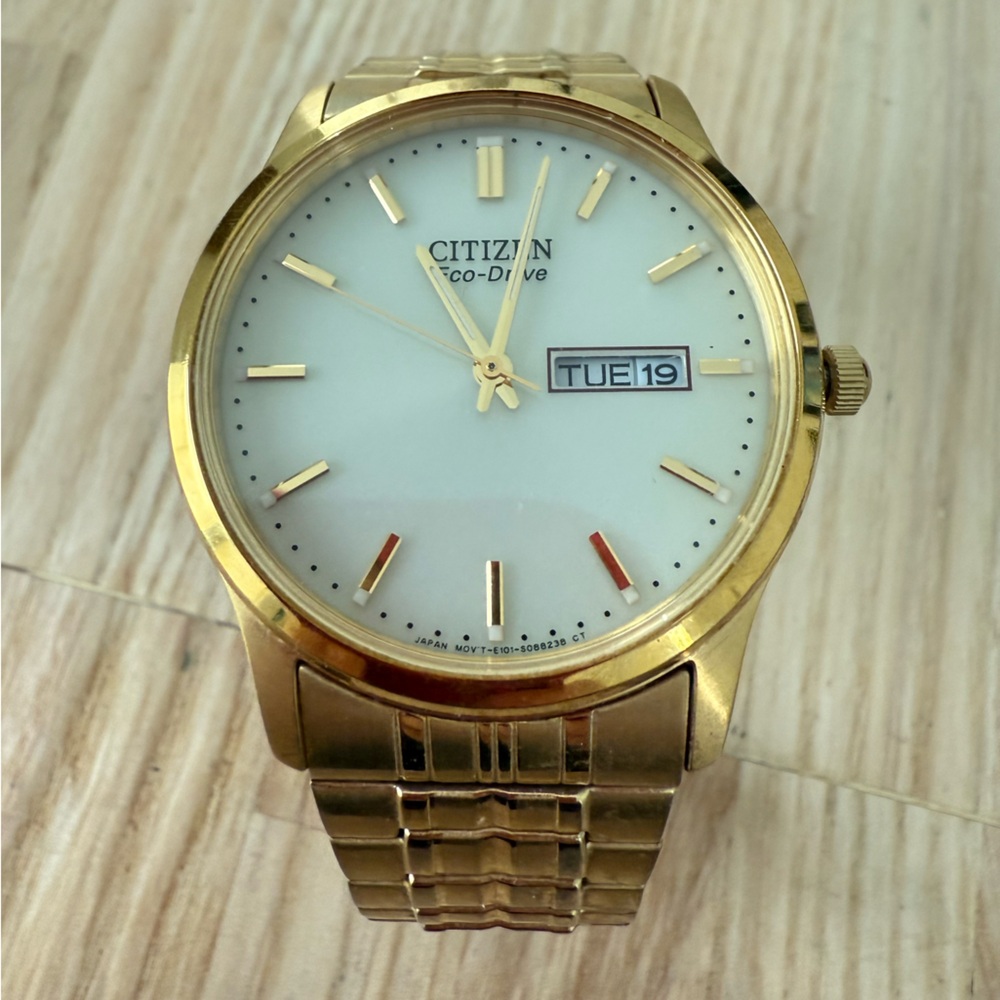 Citizen eco-drive men’s gold tone solar dress watch